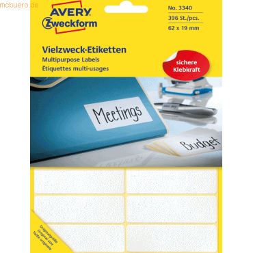 Avery Zweckform Vielzwecketiketten 62x19mm VE=392 Stück von Avery Zweckform