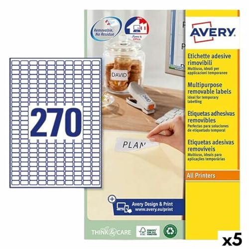 Avery Druckeretiketten weiß 25 Blatt 17,8 x 10 mm (5 Stück) von Avery