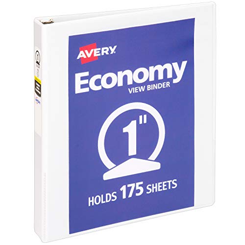 Avery Economy View 3-Ringbuch, 2,5 cm runde Ringe, 1 weißer Ordner (05711) von Avery