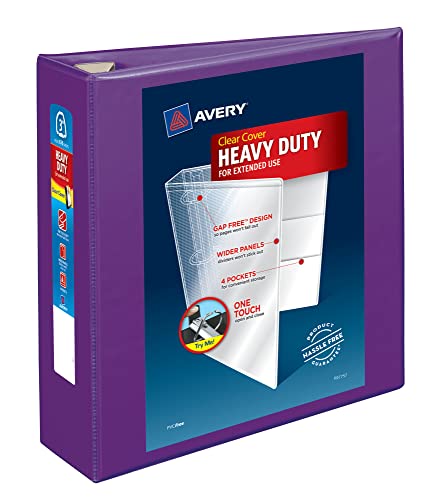 Avery Heavy-Duty View 3 Ringbuch, 3 Zoll One Touch EZD Ringe, 1 lila Binder (79810) von Avery