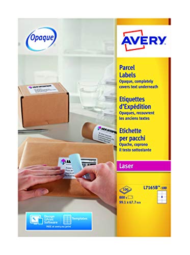 Avery L7165B Selbstklebende Paketetiketten, Laserdrucker, 8 Etiketten pro A4-Blatt, 800 Etiketten, BlockOut von Avery