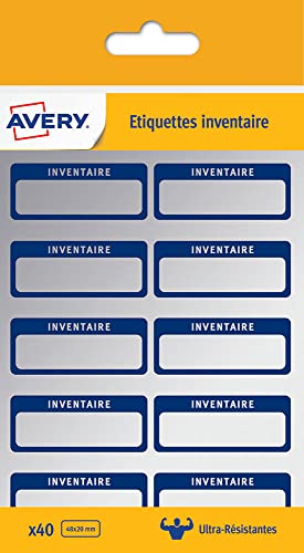 Avery – Packung mit 40 Etiketten für Inventar, besonders widerstandsfähig, 48 x 20 mm, beschriftbar, 1 Linie von Avery