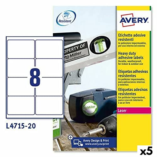 Druckeretiketten Avery L4515 weiß 20 Blatt 99,1 x 67,7 mm (5 Stück) von Avery