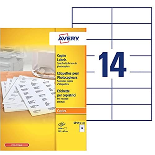 Kopieren Sie Beschriftung Avery 105x42mm 100 Blatt 14 Etiketten pro Blatt Weiß von Avery