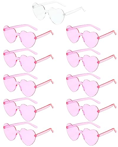 Hen Herz geformte Gläser Randlose rahmenlose Sonnenbrille Transparent getönte Gläser, 1 Braut zu 10 Team Braut Gläser Bachelorette/Hochzeit Party/Braut Dusche Party Bevorzugungen Foto Booth Requisiten von Aviski