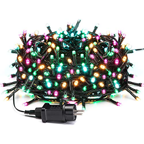 Avoalre 20M Bunte Lichterkette Außen Weihnachten 200leds, 8 Modi Weihnachtsbeleuchtung, IP44 Wasserdicht LED Lichterkette für Weihnachten,Tannenbaum, Hochzeit, Garten, Ostern (gelb/grün/lila/türkis) von Avoalre