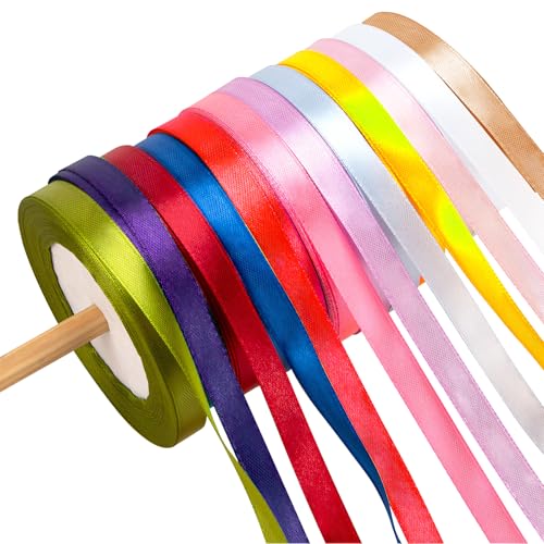 12 Farben Satinband, 22m X 10mm Geschenkband,Schleifenband Geschenkband Bänder zum Basteln für Geschenk Verpackung, Schleifen, Hochzeitsdekoration von Awaken honest