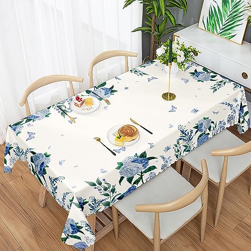 Awaytail Blaue Blumen Tischdecke, tischdecke Outdoor 110x140 cm Polyester Couchtisch Abdeckung wasserdicht, breite Tischdecke für Rechteck Tisch von Awaytail