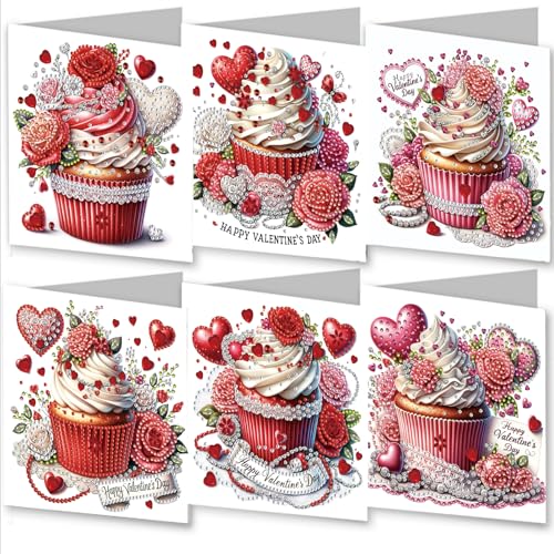 Awesocrafts Diamantkunst-Weihnachtskarten-Set, Kuchen, DIY-Diamant-Malkarten-Sets, 5D-Diamant-Kunstkarten mit Umschlägen, Postkarten für Handarbeit, Weihnachten, 30 x 15 cm (Kuchen) von Awesocrafts