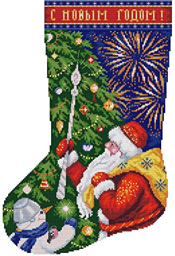 Awesocrafts Kreuzstich-Stempel-Sets Weihnachtsstrumpf-Weihnachtsmann, einfache Muster, Kreuzstich-Stickerei, Nadelarbeiten, Zubehör (Weihnachtsmann) von Awesocrafts