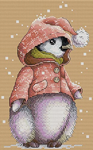 Awesocrafts Kreuzstich Stickpackungen Vorgedruckt Winter Pinguin Bilder Vorlagen Sticken Set Vorgedruckt 11CT 3 Stränge von Awesocrafts