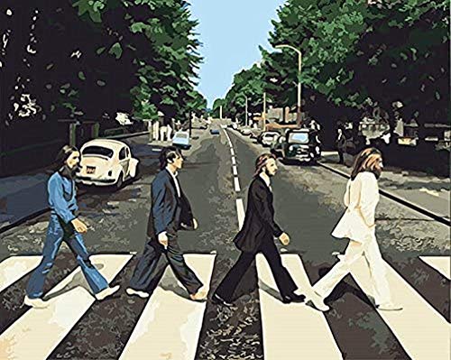 Awesocrafts Malen nach Zahlen-Kit, Straßenszene Beatles laufende Zahlen Gemälde für Erwachsene, 40 x 50 cm, (Straße, kein Rahmen) von Awesocrafts