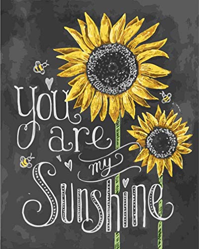 Awesocrafts Malen nach Zahlen-Set, Sonnenblumen, Bienen, Zitate "You are My Sunshine", Malen für Erwachsene, 40 x 50 cm, (Sonnenblume, kein Rahmen) von Awesocrafts