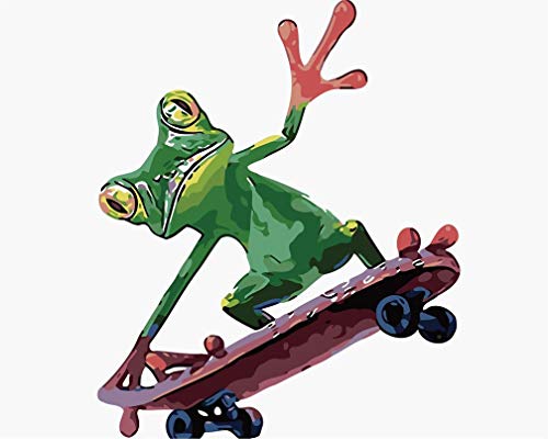 Awesocrafts Malen nach Zahlen Skateboard Frosch 40x50cm DIY Ölgemälde für Erwachsene Kinder (ohne Rahmen) von Awesocrafts