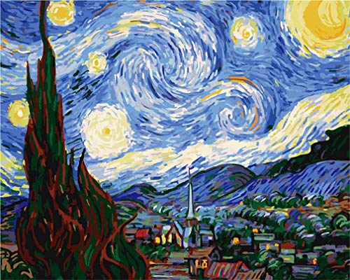 Awesocrafts Malen nach Zahlen Sternenhimmel von Van Gogh 40x50cm DIY Ölgemälde für Erwachsene Kinder (ohne Rahmen) von Awesocrafts