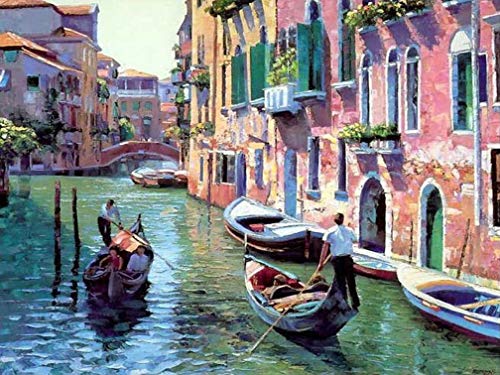 Awesocrafts Malen nach Zahlen Venedig Kanal, Italien Landschaft 40x50cm DIY Ölgemälde für Erwachsene Kinder (ohne Rahmen) von Awesocrafts