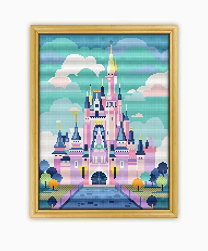 Florida Disney Castle CS807-2 Kreuzstich-Set Nr. 2 Prime. Set mit Fäden, Nadeln, Aida-Stoff, Nadeleinfädler, Stickknipser und bedrucktem Farbmuster innen. von Awesome Pattern Studio