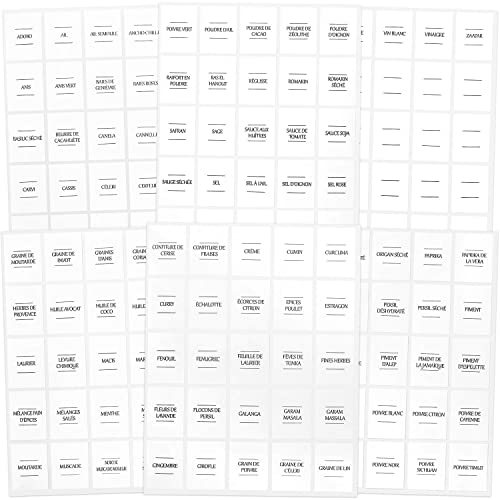 130 Etiketten für französische Gewürze, selbstklebend, für Gläser, Etikett, Küche, Gläser (rechteckig) von Awinker