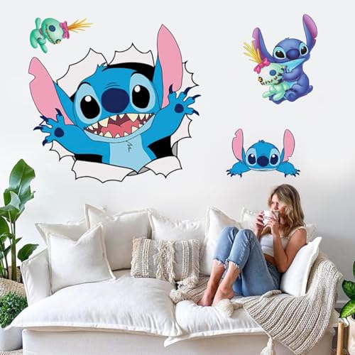 Anime Wandtattoo Kinderzimmer Wandaufkleber Wandtattoo 3D Cartoon Wandsticker Kinder Hintergrund Wanddekoration Wandbild Kinderzimmer Wohnzimmer Wanddeko (50cm*37cm) von Awonlate