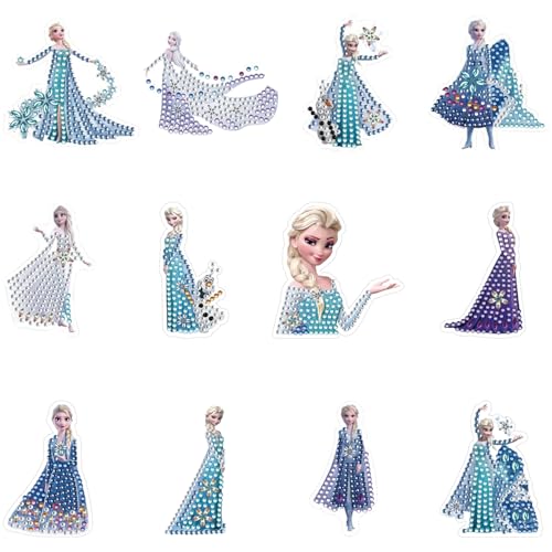 Awonlate 12 Stück Prinzessin Diamond Painting Kinder, 5d DIY Cartoon Mädchen Theme Diamant Aufkleber Kit für Kinder und Erwachsene Anfänger, Geburtstags Geschenk für Kinder von Awonlate