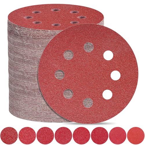 120 Stück Schleifpapier 125mm Klett Mit Körnung 40/60/80/120/180/240/400/600 Schleifscheiben Rund 8 Loch für Exzenterschleifer von Awutzut