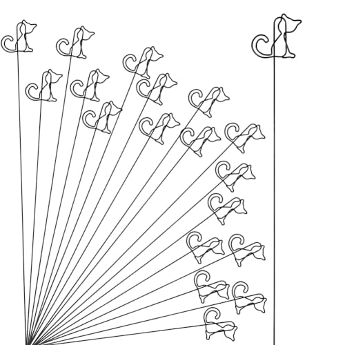 Axaooqeld 20 Stück Goldene Blumenkartenhalter-Stäbchen, 12 Große Blumen-Picker Aus Metalldraht, Goldener Blumen-Picker-Kartenhalter, Schwarze Katze von Axaooqeld