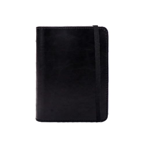 AxeWoodz Schwarz A8 Binder mit 80 Blatt Rasterfüllpapiere, PU Leder Nachfüllbar Notizbuch mit Bandage, M5-5 Ringplaner Binder Notizbuch Loseblatt Notizbuch von AxeWoodz