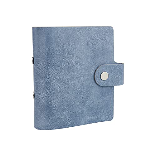 Mini 3-Ringbuch, Rosa Mini Budget Binder, PU Leder Planer Binder, Niedliche Brieftasche Binder mit Druckknopfverschluss, Lose Blatt Notizbuch Binder für Planer Filler (Blau Mini Budget Binder) von AxeWoodz