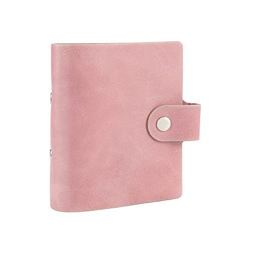 Mini Binder Cover Pink 3-Ringbuch PU Leder Notebook Binder Runder Ring Mini Binder mit Druckknopfverschluss Nachfüllbar Binder Cover Protector für persönlichen Planer (Rosa) von AxeWoodz