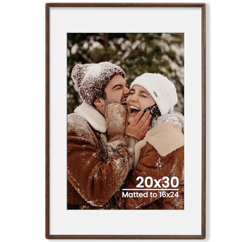 Axeman 20x30 Natur Massivholz Eiche Bilderrahmen mit 40,6 x 61 cm Passepartout Premium Rustikaler Holz-Bilderrahmen mit gehärtetem Glas Poster Fotorahmen für Galeriewandaufhängung vertikal oder von Axeman