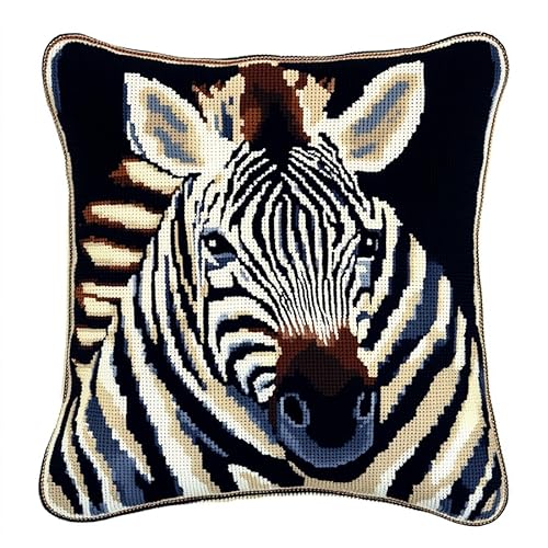 AxiangziK 11CT Kreuzstich Kissen Set,Tier Zebra,Stickkissen zum Selbersticken Kreuzstich Kissen zum Basteln Stickkissen mit Vorgedruckt Kreuzstichmotiv,45x45cm von AxiangziK