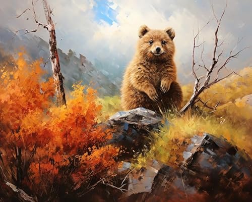 AxiangziK Kreuzstich Stickpackungen Vorgedruckt,Quokka,Stickbilder Kreuzstich Stickpackung Sticken Set für Erwachsene Anfänger,40x50cm von AxiangziK