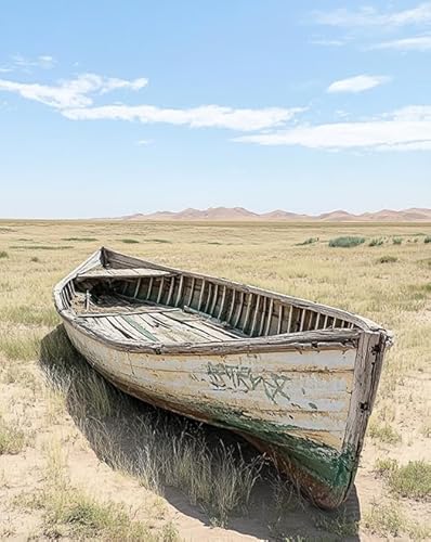 AxiangziK Kreuzstich Stickpackungen Vorgedruckt 11CT,Kleines Holzboot am Strand,Stickbilder Kreuzstich Stickpackung Sticken Set für Erwachsene Anfänger,40x50cm von AxiangziK