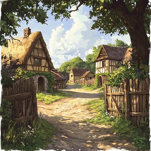 AxiangziK Landschaft Embroidery Starter Kits for Adults Beginners,Landhütte,DIY Cross Stitch Kit 11CT Stamped Embroidery Kit Craft Lover Hand Embroidery Practice Kit,16x16in von AxiangziK