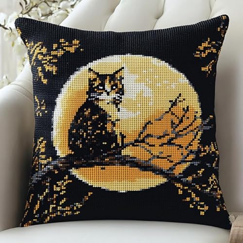 AxiangziK Nachtansicht Kreuzstich Set Vorgedruckt,Katze auf einem Ast,Gobelin Stickbilder Kreuzstich Kissen Set Stickkissen Kreuzstichkissen/Stickkissen-Set,45x45cm AxiangziK Nachtansicht Kreuzstich Set Vorgedruckt,Katze auf einem Ast,Gobelin Stickbilder Kreuzstich Kissen Set Stickkissen Kreuzstichkissen/Stickkissen-Set,45x45cm von AxiangziK