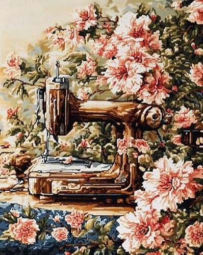 AxiangziK Retro-Nähmaschine Embroidery Pictures,11CT Cross Stitching,Blumen,Cross-Stitch Stamped Kits,Embroidery Kit,New Year's Home Decor,Creativity,Gifts,40x50cm von AxiangziK