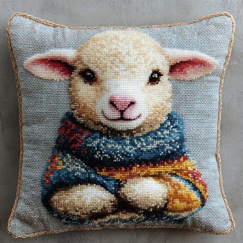 AxiangziK Tier Kissenbezug Knüpfset,Ein Lamm mit Kleidung,Knüpfkissen Set,DIY Knüpfteppich Knüpfpackung,Latch Hook Kits für Kinder und Erwachsene,17x17in AxiangziK Tier Kissenbezug Knüpfset,Ein Lamm mit Kleidung,Knüpfkissen Set,DIY Knüpfteppich Knüpfpackung,Latch Hook Kits für Kinder und Erwachsene,17x17in von AxiangziK