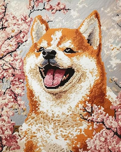 AxiangziK Tierhund DIY Kreuzstichset 11CT,süßer Akita-Hund,stickerei set anfänger mit kreuzstich,stickbilder vorgedruckt kreuzstich,40x50cm von AxiangziK