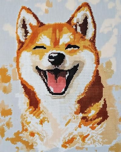 AxiangziK Tierhund stickerei set anfänger mit kreuzstich 11CT,süßer Akita-Hund,DIY Kreuzstichset Stickvorlagen Stickbilder stickerei set erwachsene,40x50cm von AxiangziK