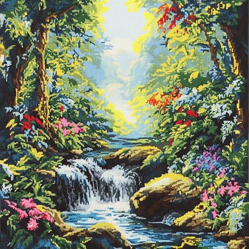 AxiangziK tropische Landschaft Embroidery Pictures,11CT Cross Stitching,Sonnenscheinwald,Cross-Stitch Stamped Kits,Embroidery Kit,New Year's Home Decor,Creativity,Gifts,16x16in von AxiangziK