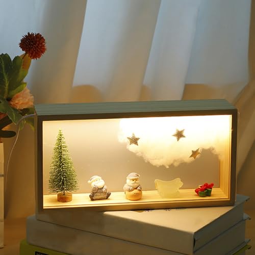 3D Bilderrahmen zum Befüllen,Objektrahmen Holz,leuchtender Fotorahmen, LED-Display-Artikelrahmen, DIY Vitrine Rahmen für Objekte,Blumen Schattenbox,Dekorative Bilderrahmen für Zuhause,Wohnzimmer,Hotel von Axijobs