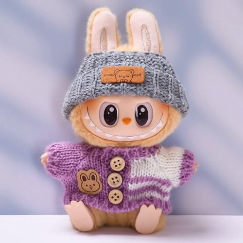 Axinyijia Labubu Kleidung DIY Labubu Monster Outfit Zubehör für 17cm Labubu Puppen Bekleidung Geschenke für Sammler (Enthält Keine Puppen) (Lila) von Axinyijia