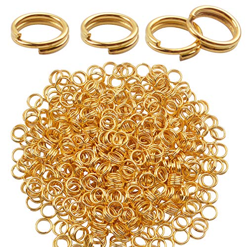 Binderinge, goldene Doppelschlaufen, runde Spaltringe, kleine Schlüsselanhänger für Schlüsselanhänger, Schmuckherstellung, 6 mm, 500 Stück von Aylifu