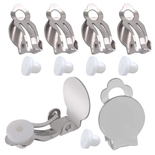 Clip-On-Ohrring-Clips, rund, flach, mit 20 Ohrring-Pads für nicht durchstochene Ohren, DIY-Ohrringherstellung, Silber, 20 Stück (10 Paar) von Aylifu