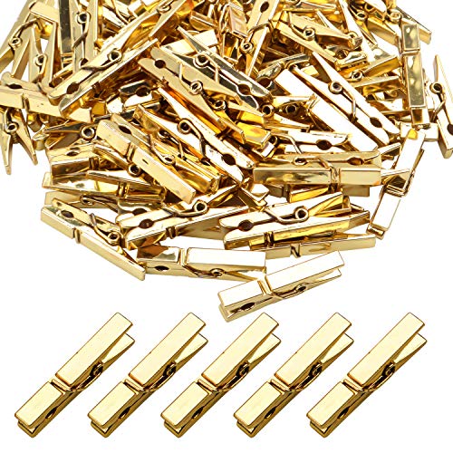 Mini-Kunststoff-Clips, 100 Stück Utility-Foto-Clips, Büroklammern, Wäscheleinen-Clips, 3,5 x 0,5 x 0,7 cm, Gold von Aylifu