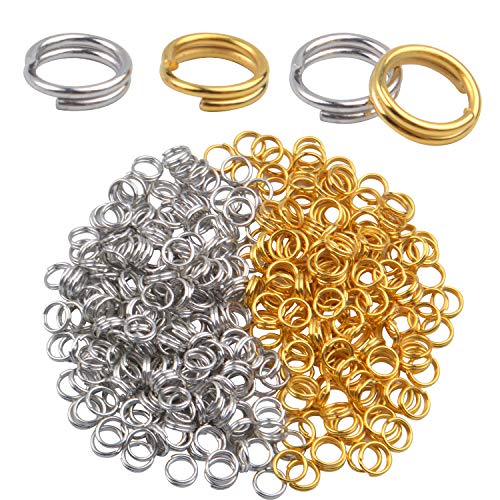 Spaltringe, 6 mm, 600 Stück, kleine Schlüsselringe, Doppelschlaufe, Biegeringe für DIY-Schmuckherstellung, Silber und Gold von Aylifu