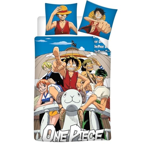 Aymax Bettwäsche-Set mit Retroversible OP – Luffy et Tous Les personnages – 140 cm x 200 cm von Aymax