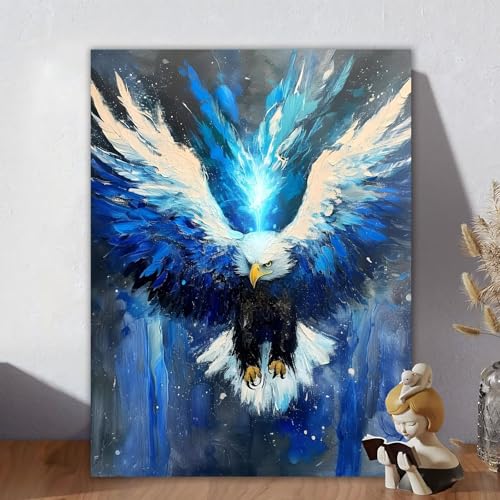 Malen Nach Zahlen Erwachsene, Malen Nach Zahlen Kits Adler, DIY Malen-Nach-Zahlen Cool Leinwand Bastelset für Kinder Mit Pinseln und Acrylfarben für Home Wall Decor, Geschenke für Frauen 50x60cm T-7 von Aynaeinn