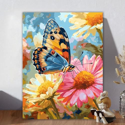 Malen Nach Zahlen Erwachsene, Malen Nach Zahlen Kits Anlage, DIY Malen-Nach-Zahlen Schmetterling Bastelset für Kinder Anfänger Mit Pinseln für Home Wall Decor, Geschenke für Frauen 30x40cm T-6 von Aynaeinn