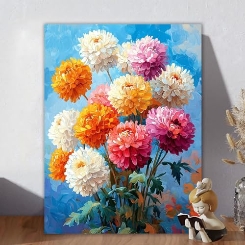 Malen Nach Zahlen Erwachsene, Malen Nach Zahlen Kits Blume, DIY Malen-Nach-Zahlen Anlage Leinwand Bastelset für Kinder Anfänger Mit Pinseln für Home Wall Decor, Geschenke für Frauen 30x40cm Y-5 von Aynaeinn